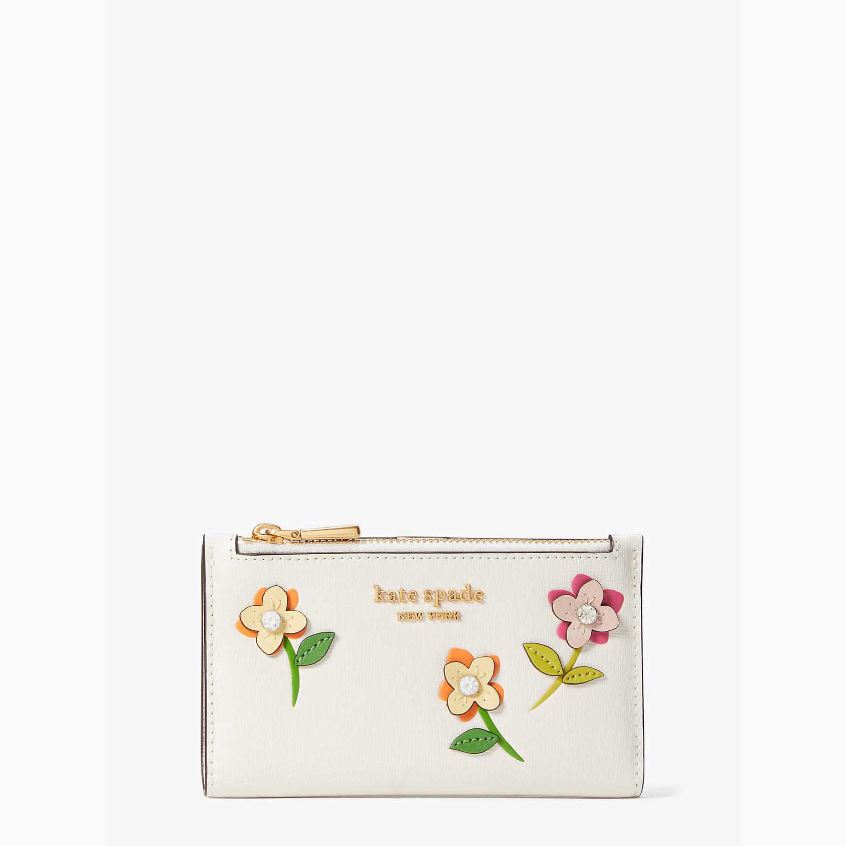 Spade Flower Monogram Coated Canvas Small Slim Bifold Wallet